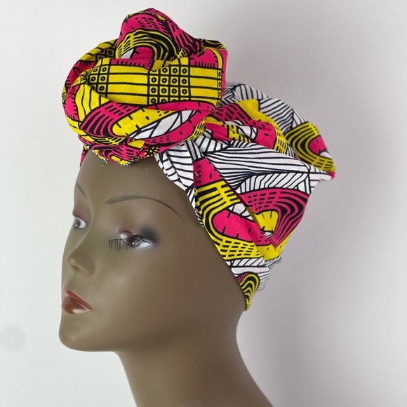 African Print Ankara Multicolor Handmade Headwrap - Picture 4 of 6